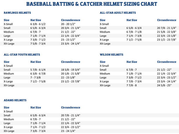 Mizuno helmet size clearance chart